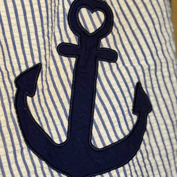Tahari Girls Seersucker Anchor Nautical Dress Blue White Size 6 - Picture 7 of 8